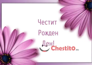 Картичка за рожден ден за момиче с виолетки