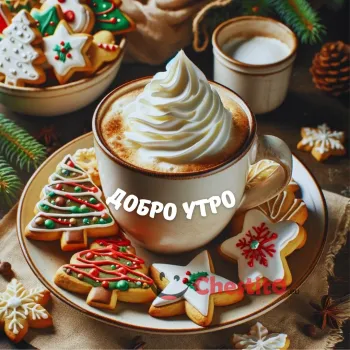 Картичка за Добро утро  кафе с бисквитки 
