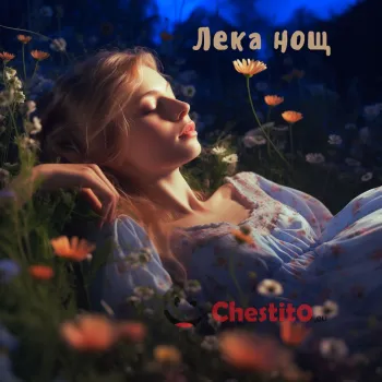 Картичка за лека нощ  момиче заспало на поляна 