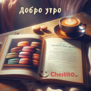 Картичка за Добро утро кафе и рецепта за френски макарони